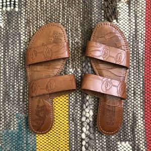 Seychelles leather floral sandals, saddle brown